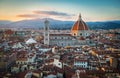 Florence sunset city skyline with Cathedral and bell tower Duomo. Florence, Italy Royalty Free Stock Photo