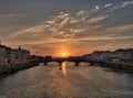 Florence Sunset View from Bridge Royalty Free Stock Photo