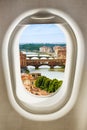 Florence town of Italy view from plane window Royalty Free Stock Photo