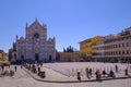 Florence, Tuscany, Italy, March 30, 2019: Tourists in front of the Basilica Di Santa Croce, Church Of The Holy Cross Royalty Free Stock Photo