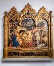 Adoration of the Magi by Gentile da Fabriano in the Uffizi gallery in Florence on October Royalty Free Stock Photo