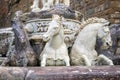 Detail from the Fountain of Neptune statue Piazza della Signoria in front of the Palazzo Royalty Free Stock Photo