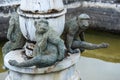 Sculpture of three monkeys on a fountain in Boboli Gardens Florence on October 20, 2019 Royalty Free Stock Photo