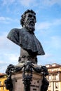 Statue of Benvenuto Cellini on Ponte Vecchio bridge in Florence on October 18, 2019 Royalty Free Stock Photo