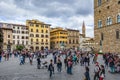 Tourists sightseeing in Piazza della Signoria Florence on October 19, 2019. Unidentified