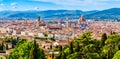 Panorama of the old town, Cathedral of Santa Maria del Fiore, Brunelleschi's Dome, Giotto's bell tower, a UNESCO World Royalty Free Stock Photo