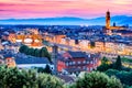 Florence, Tuscany, Italy - Ponte Vecchio and Palazzo Vecchio Royalty Free Stock Photo