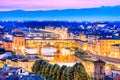 Florence, Tuscany, Italy - Ponte Vecchio and Palazzo Vecchio Royalty Free Stock Photo