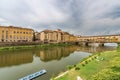 Florence Tuscany Italy - River Arno and Ponte Vecchio Bridge Royalty Free Stock Photo