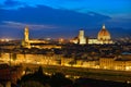 Florence Tuscany - Night scenery with Duomo Santa Maria del Fiori Renaissance architecture in Italy Royalty Free Stock Photo