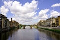 Florence urban scape with Arno river and buildings , Italy