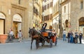 Florence. Walk in the horse-drawn carriage through the city. Royalty Free Stock Photo