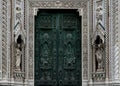 Florence& x27;s Cathedral, the Duomo - detail of the architecture and main door