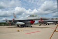 FLORENNES, BELGIUM - JUL 6, 2008: Royan Norwegian Air Force F-16 fighter jet plane on the tarmac of Florennes airbase