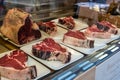 Florentine steak or T bone steak in Butchers Shop