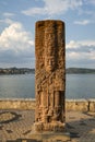 Flores, Guatemala: a stela representing a Mayan ruler in antique style