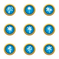 Florescence icons set, flat style