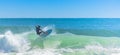 View of a surfer at Ingleses Beach in Florianopolis, Santa Catarina, Brazil Royalty Free Stock Photo