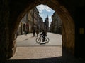 Florianska street seen form Florian`s Gate. Usually busy with tourists now less people due to coronavirus pandemic