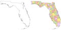 Florida administrative map, Florida outline and solid map set - illustration version Royalty Free Stock Photo