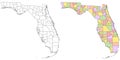 Florida administrative map, Florida outline and solid map set - illustration version Royalty Free Stock Photo