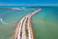 Florida beach. Panorama of Honeymoon Island State Park. Spring or Summer vacations in USA. Dunedin FL Causeway. Turquoise color Royalty Free Stock Photo