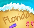 Florida beach shore representing tourism and vacations in America - 3d illustration