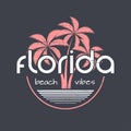 Florida beach vibes t-shirt and apparel vector design, print, ty Royalty Free Stock Photo