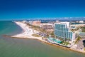 Florida. Clearwater Beach Florida. Ocean beach, Hotels and Resorts. Turquoise color of salt water. American Coast or shore