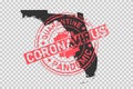 Florida coronavirus stamp. Concept of quarantine, isolation and pandemic of the virus in USA, Miami. Grunge style