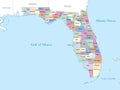 Florida counties map Royalty Free Stock Photo
