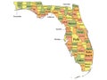 Florida County Map Royalty Free Stock Photo