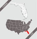 Florida county on USA map