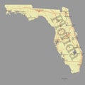 Florida detailed exact detailed State vector Map with Community