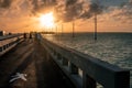 Florida fishing with view of Sunset on the Overseas highway  in the florida keys Royalty Free Stock Photo