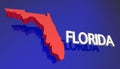 Florida FL Red State Map Tampa Orlando Miami