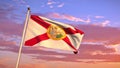 Florida flag blows in slow motion. 4k animation render