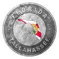 Florida Flag Button with Map Royalty Free Stock Photo