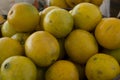 Oranges in piles picked from trees close up