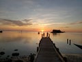 Florida gulf coast sunset fishing pier Royalty Free Stock Photo