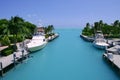Florida Keys fishing boats in turquoise waterway Royalty Free Stock Photo