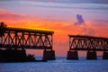 Florida Keys old bridge sunset at Bahia Honda Royalty Free Stock Photo