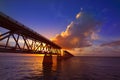 Florida Keys old bridge sunset at Bahia Honda Royalty Free Stock Photo