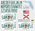 Florida License car plate design, with numbers, letters and symbols, USA Royalty Free Stock Photo