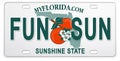 Florida License Plate with Text Fun and Sun Royalty Free Stock Photo