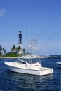 Florida Lighthouse Pompano Beach boats Royalty Free Stock Photo