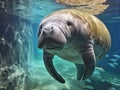 Ai Generated illustration Wildlife Concept of Florida Manatee Closeup Royalty Free Stock Photo