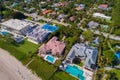 Aerial drone image of waterfromt mansions in Boynton Beach FL