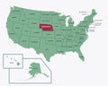 Map of USA with State border, Highlighted at State of Nebraska Royalty Free Stock Photo