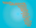 Florida Map with orange letters on light blue backround